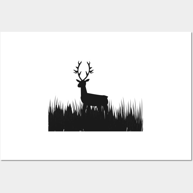 grass deer in the night Wall Art by asepsarifudin09